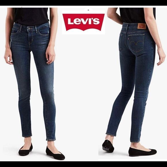 LEVI’S 711 skinny jeans midrise dark Wash Sz 27 - Picture 1 of 13